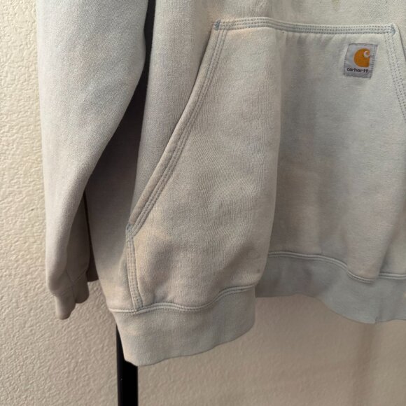 Distressed Faded Blue Gray Loose Fit Carhartt Hoodie Size 2XL - Picture 7 of 8